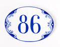 Blue Entryway Address Plaque, Porcelain Custom House Numbers