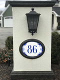 Blue Entryway Address Plaque, Porcelain Custom House Numbers