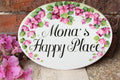 Pink Flowers Ceramic Outdoor Sign