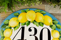 Mediterranean Ceramic House Sign, Custom Address Plaque, Amalfi Lemon Decor