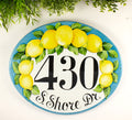 Mediterranean Ceramic House Sign, Custom Address Plaque, Amalfi Lemon Decor