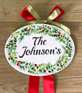  Christmas ornament with holly and family name