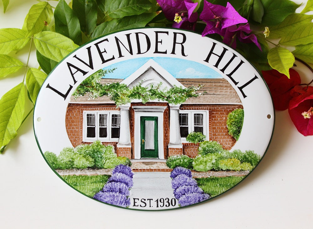 Custom House Sign for front Door | House painting from photo– DipintoAdArte