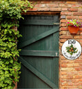 Round Address plaque Hand painted with acorns, House sign, Outdoor house numbers.