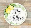 Front Door Welcome Sign, Family Name Sign with Lemons