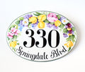 Floral Ceramic House Number, Custom Address Plaque for Cottage