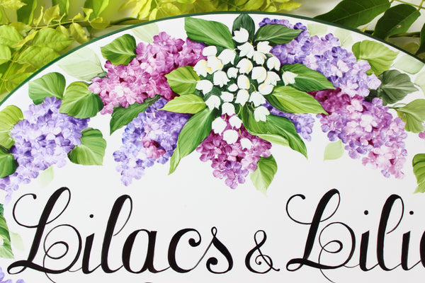 In Loving Memory Sign, Personalized Garden Plaque with Lilacs