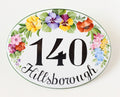 ceramic address plaque with flowers