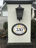 Floral Ceramic House Number, Custom Address Plaque for Cottage