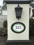 Outdoor Address Plaque with Green Leaves, Custom House Number Sign