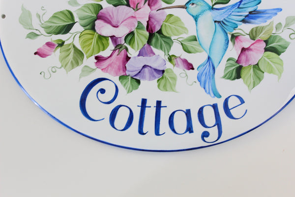 Personalized Hummingbird Cottage House Sign, Welcome to Our Garden