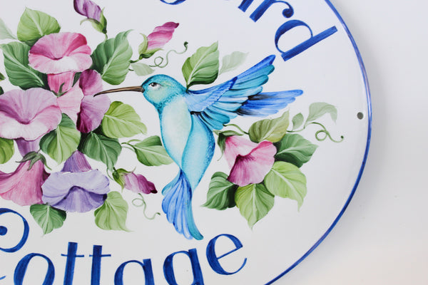 Personalized Hummingbird Cottage House Sign, Welcome to Our Garden