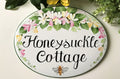 oval ceramic house name sign, honeysuckle