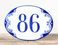 Blue Entryway Address Plaque, Porcelain Custom House Numbers