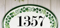 Outdoor Address Plaque with Green Leaves, Custom House Number Sign