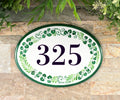 Outdoor Address Plaque with Green Leaves, Custom House Number Sign