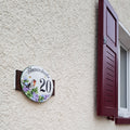 Ceramic House Plaque with Robin bird, House Number sign for outdoor