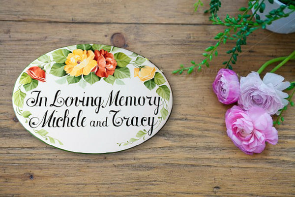 Memorial Garden Plaque, Loving Memory Sign with Roses