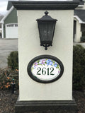 Custom House Numbers | Iris Flowers | Home address sign