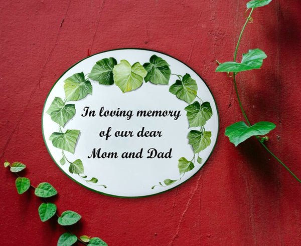 memorial garden plaque with ivy