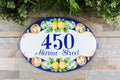 Personalized Address Sign with Positano Lemons, Ceramic House Number, Amalfi Style