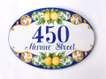 Personalized Address Sign with Positano Lemons, Ceramic House Number, Amalfi Style