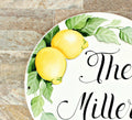 Front Door Welcome Sign, Family Name Sign with Lemons