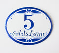 Blue Ceramic Address Plaque, Custom House Number Sign for Front Door