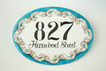 Beach house number sign, Custom address plaque, Hand painted Mosaic, Turquoise