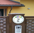 Ceramic House Numbers with Pansies, Custom Outdoor Address Sign