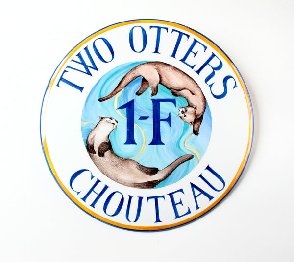 Round House Numbers Plaque with Otters, Front Door sign