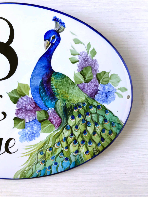 House number plaque, Cottage name sign, Peacock