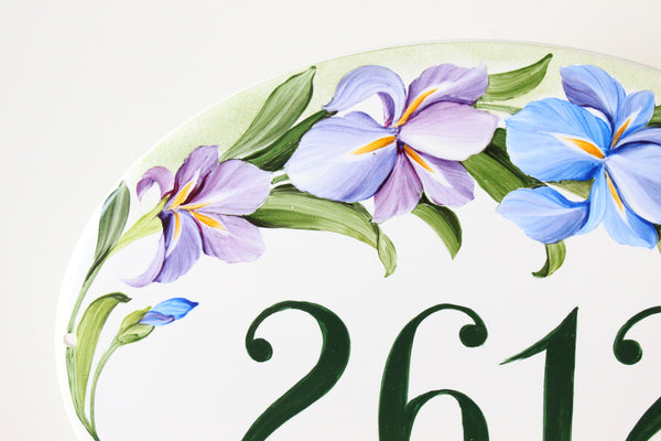 Custom House Numbers | Iris Flowers | Home address sign