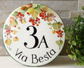 Fall Porch Decor with Red Berries, Address Sign