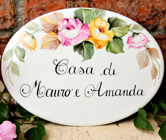 Garden memorial Plaque with Roses, Sympathy gift– Dipinto Ad Arte