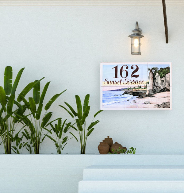 Wall Art Tiles Mural, Large Address Sign for Beach House