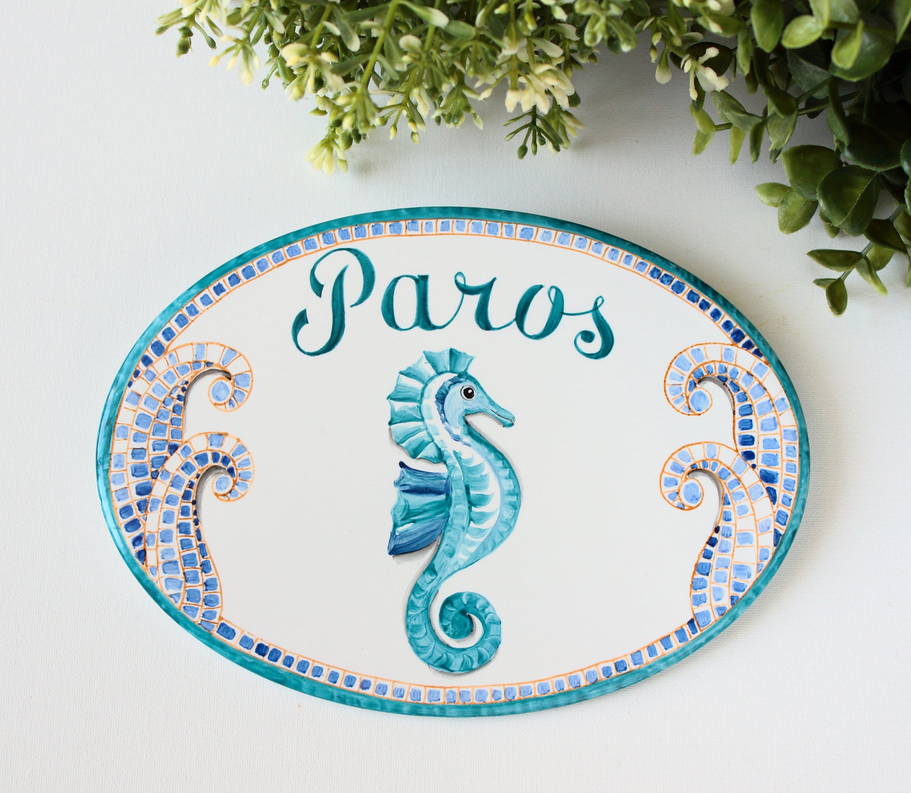 Hand painted Name Plaque for Beach House, Door Sign with Seahorse ...