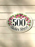 Pink Flowers Ceramic Outdoor Sign