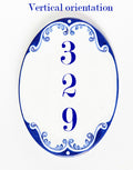 Blue Entryway Address Plaque, Porcelain Custom House Numbers