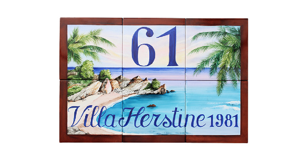 tiles mural with ocean view and name
