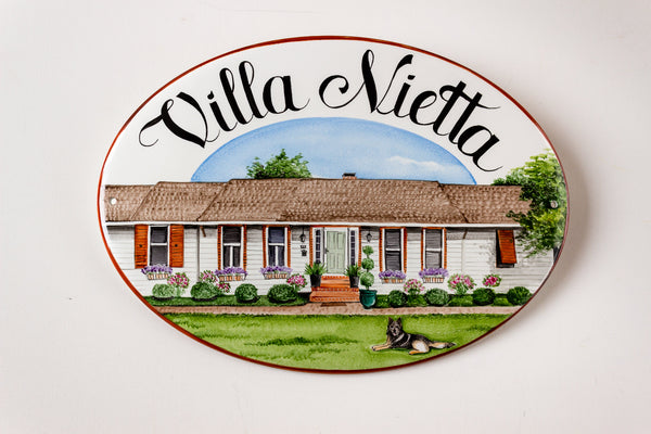 Custom hand painted house painting from photo, personalized house portrait sign with name